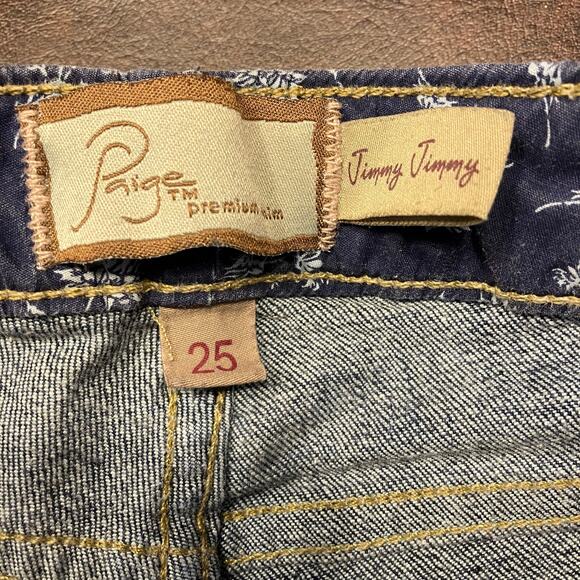 Paige Jimmy Jimmy Dark Wash Raw Hem Denim Shorts Womens 25 Summer Classic - Picture 3 of 13